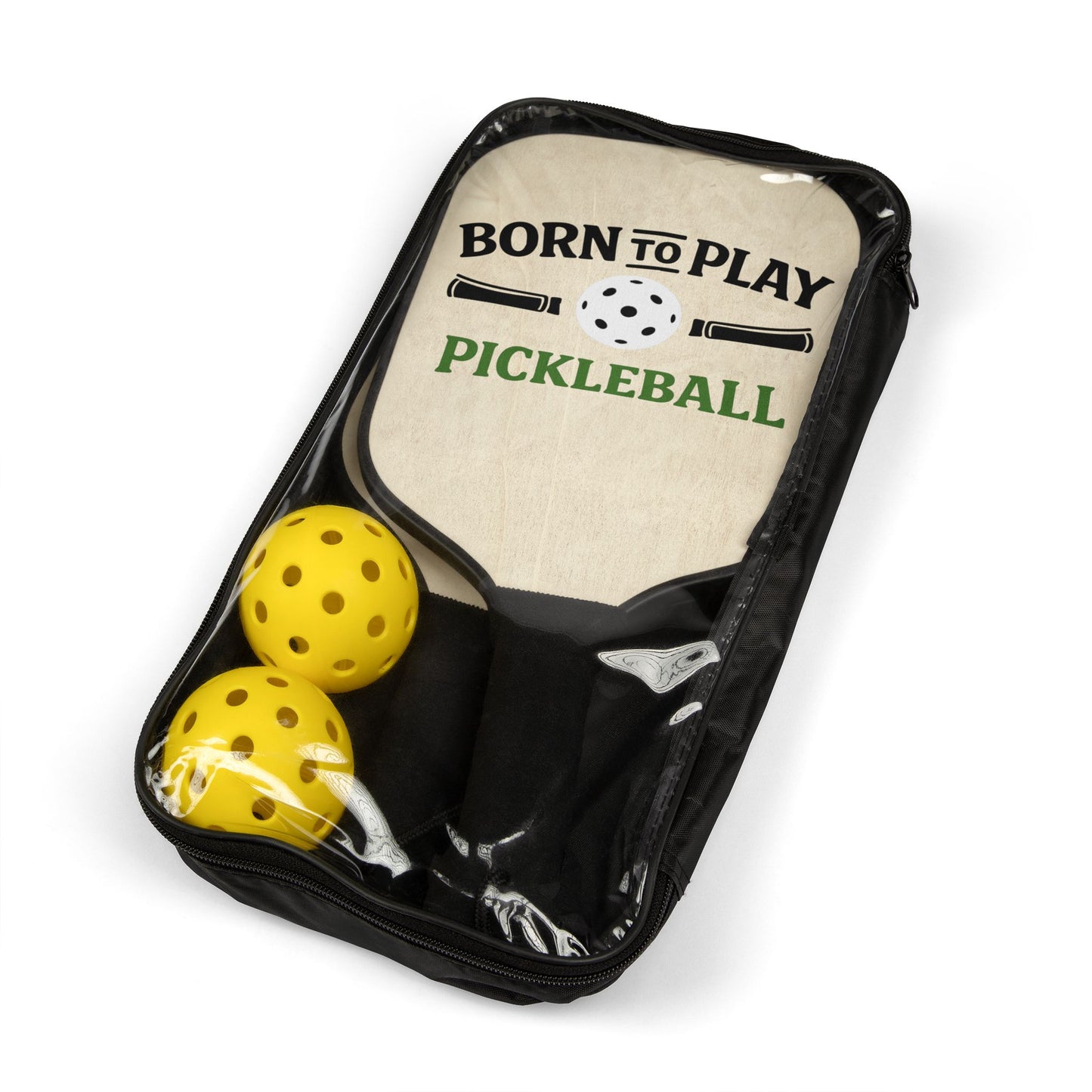 Pickleball Paddles Set — "Born to Play Pickleball" Two-Paddle Kit with Balls