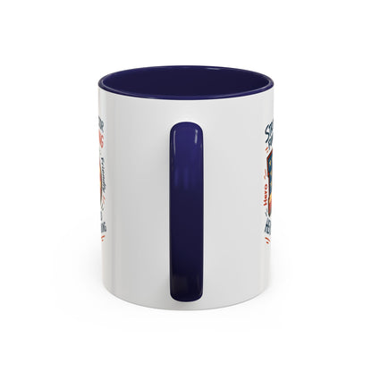 Dad Coffee Mug — Patriotic "DAD" Design with Loving, Hardworking, Protector Keywords (11/15oz Accent Mug)