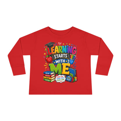 Toddler Long Sleeve Tee — "Learning Starts With Me" Back-to-School Shirt