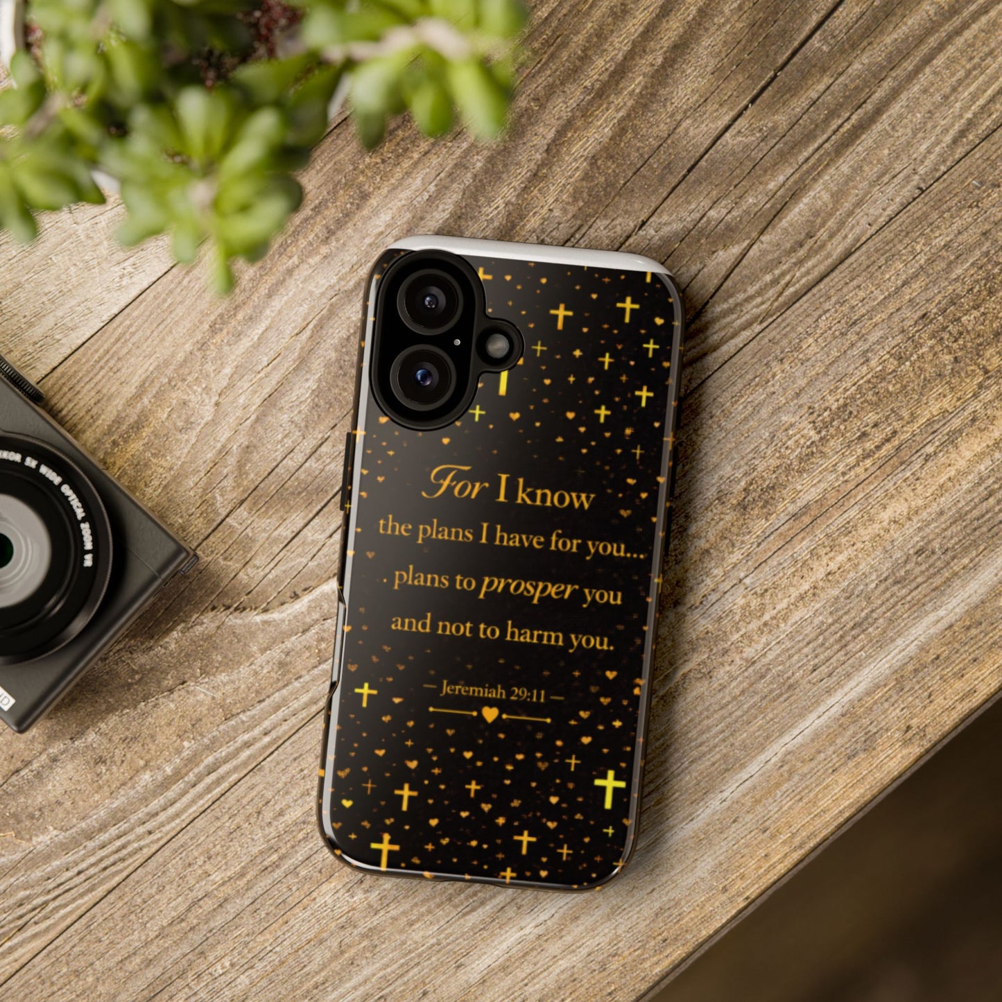 Phone Case — "For I Know" Jeremiah 29:11 Gold Cross Christian Tough Case