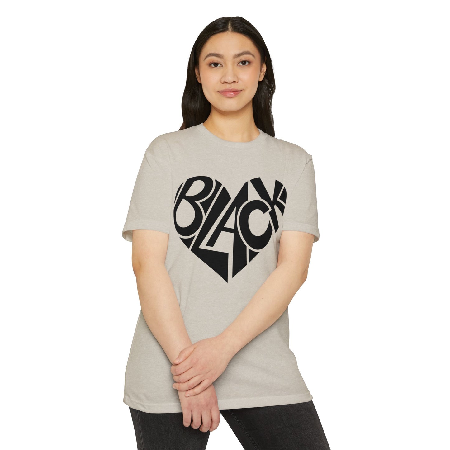 Black Heart T-Shirt – Bold Typography Heart Graphic
