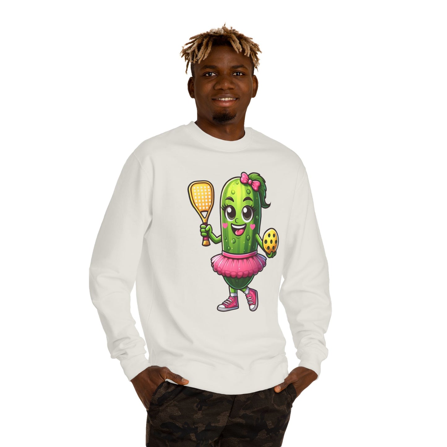 Pickle Paddle T-Shirt — Cute Pickle Playing Pickleball Crewneck