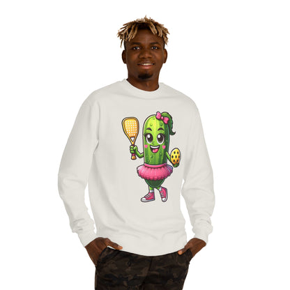 Pickle Paddle T-Shirt — Cute Pickle Playing Pickleball Crewneck
