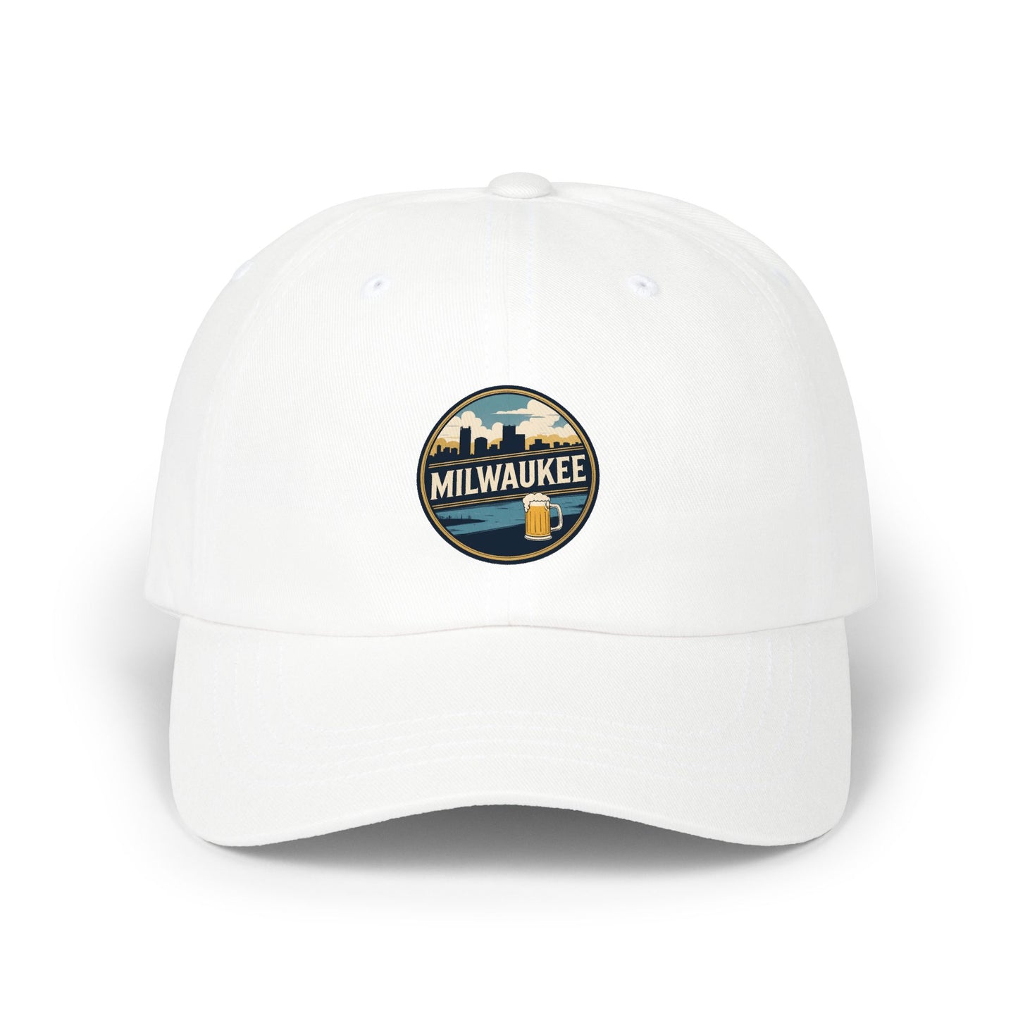 Milwaukee Skyline & Beer Patch Dad Cap — Vintage City Pride Baseball Hat