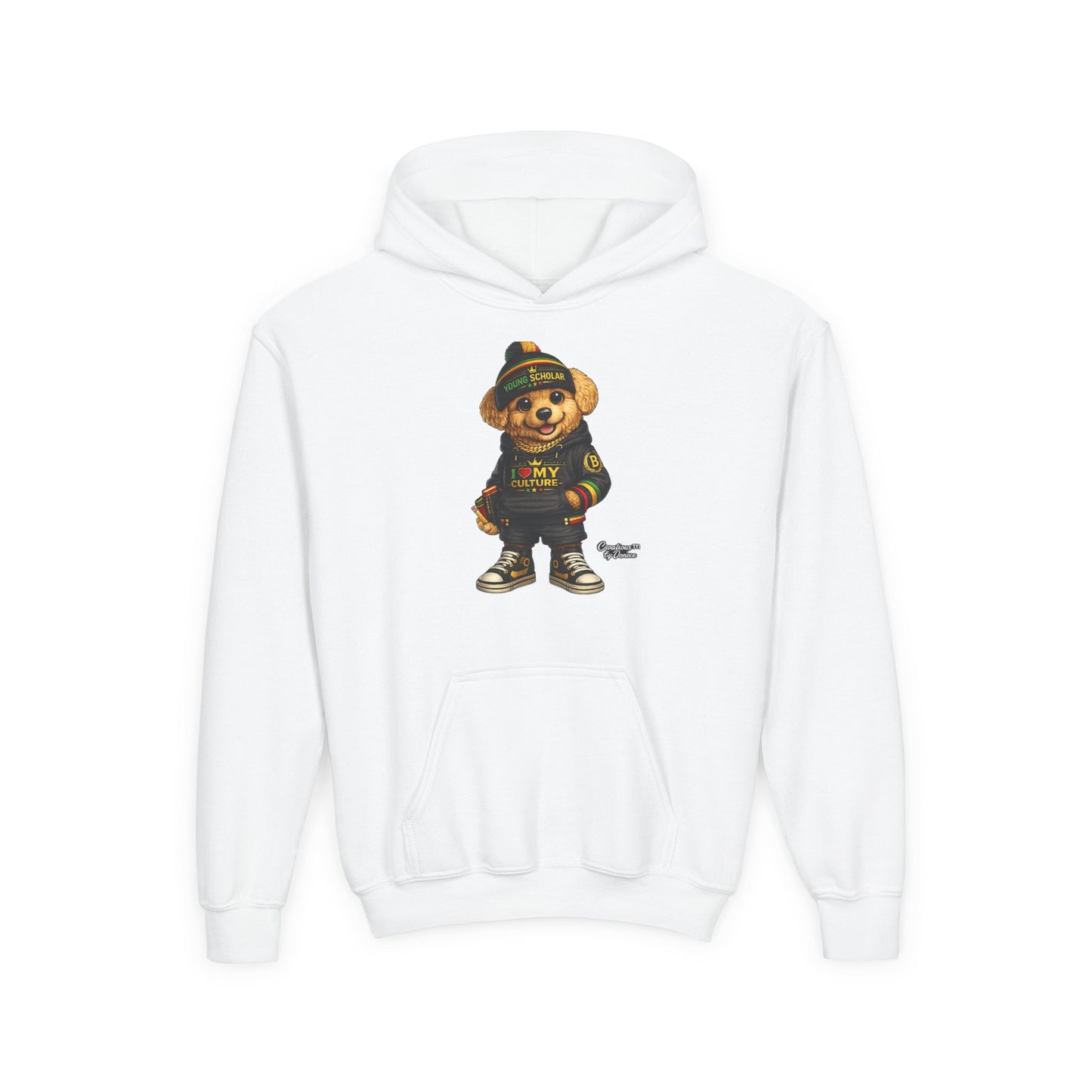 Kids Teddy Bear Hoodie — 'I Love My Culture' Streetwear Youth Sweatshirt