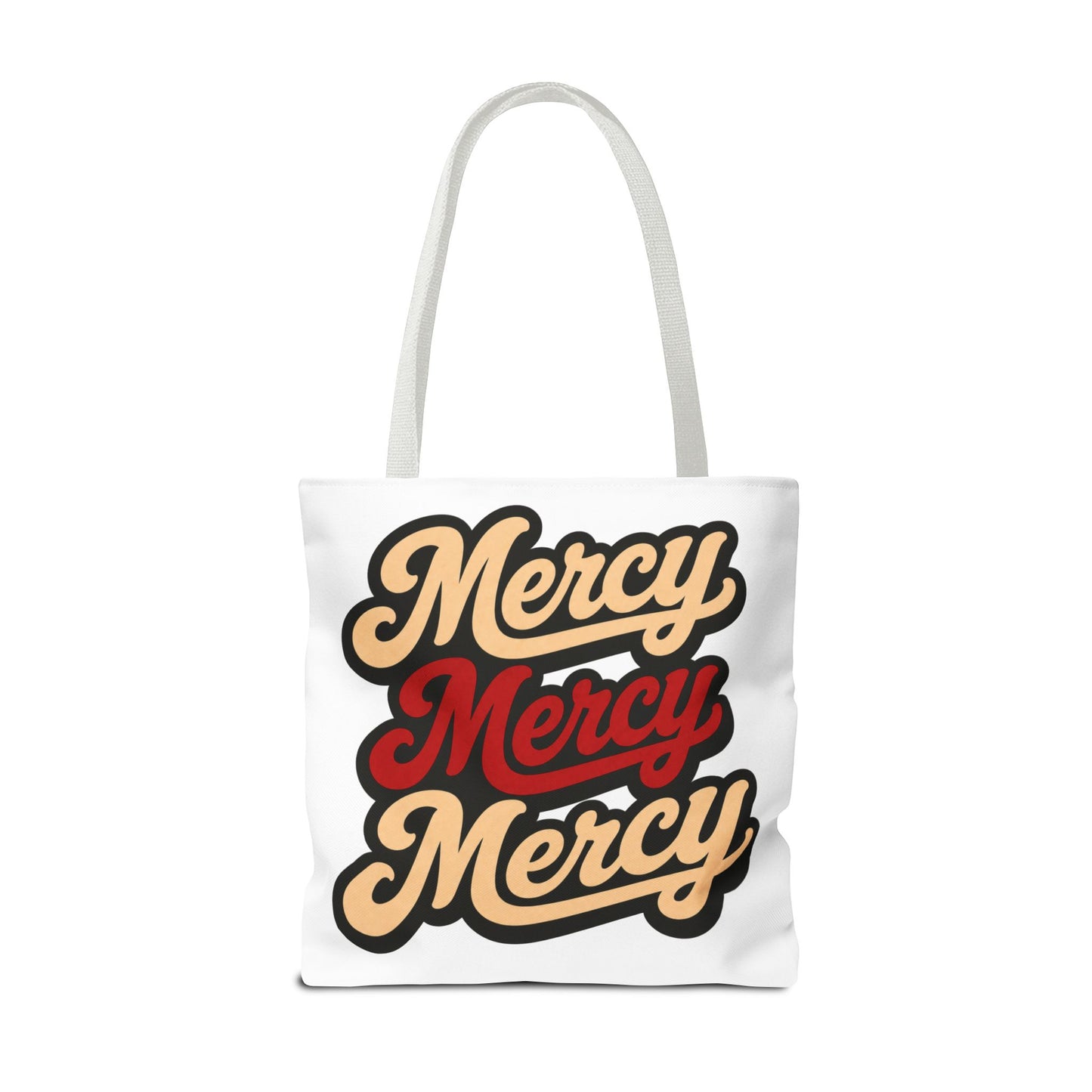 Mercy Mercy Mercy Retro Script Tote Bag — Vintage Typography Canvas Tote