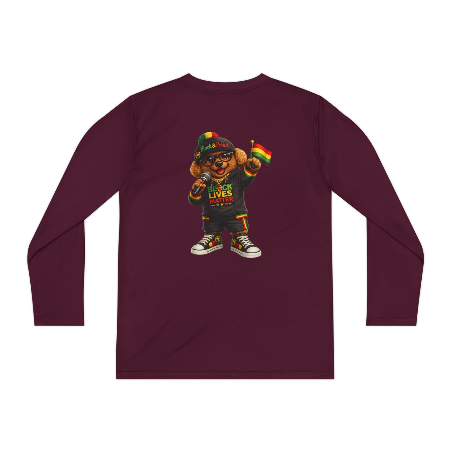 Youth Long Sleeve Tee — Black Lives Matter Kid Graphic with Rasta Flag