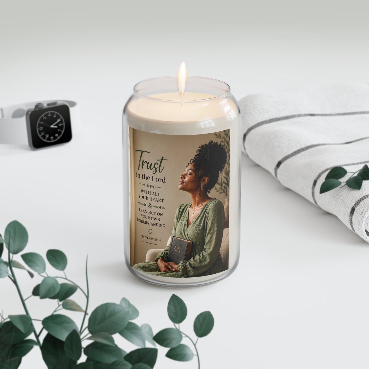 Scented Soy Candle - “Trust in the Lord” Scripture Design (13.75 oz)