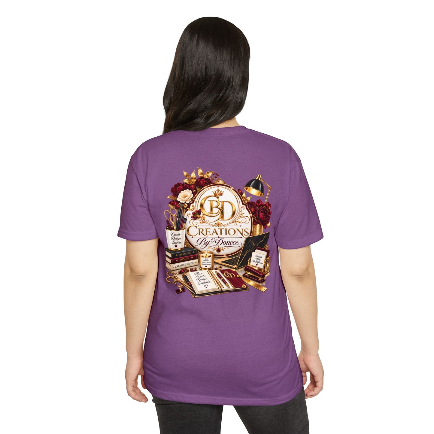 Creations by D’Donne Logo T‑Shirt — Vintage Book & Desk Design