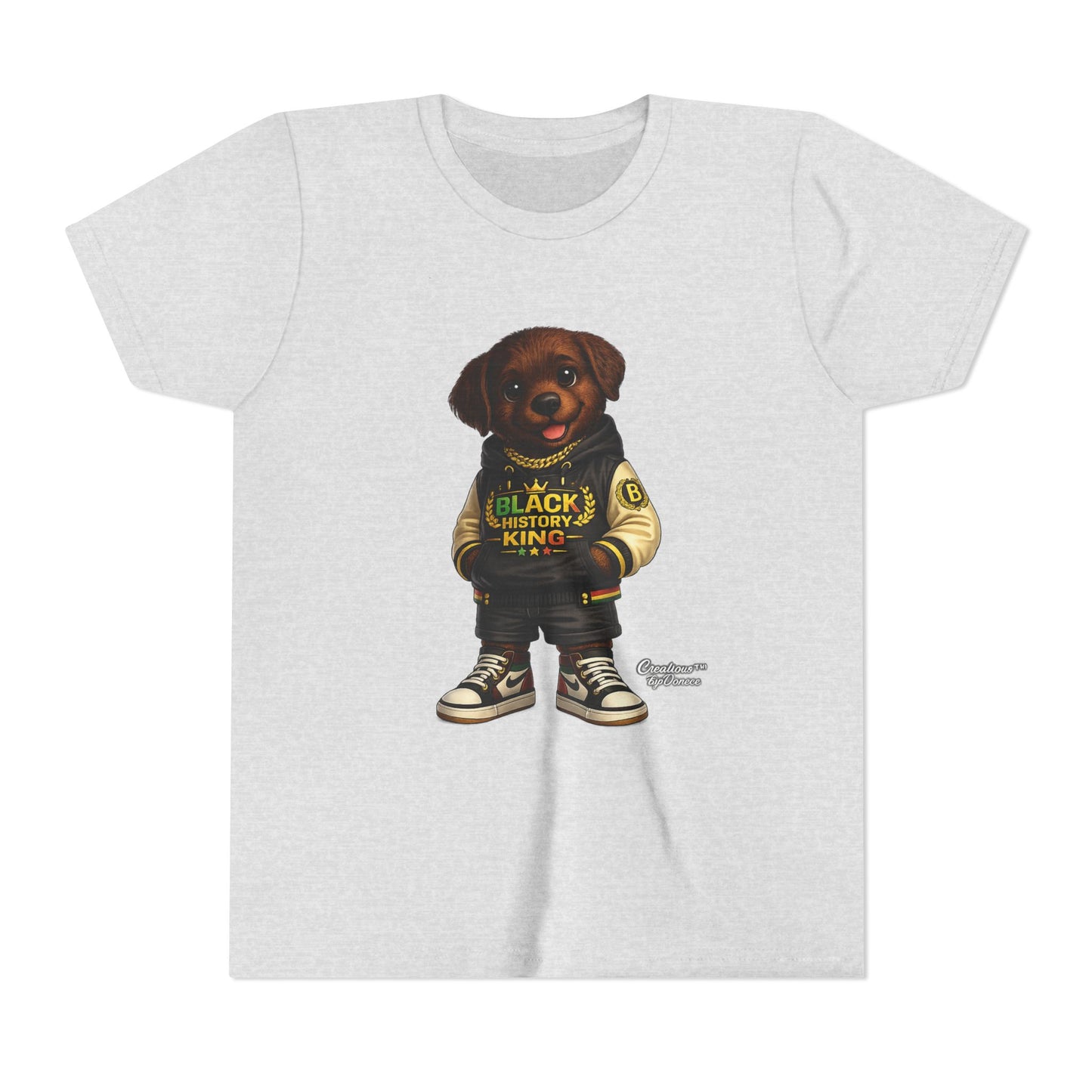 Youth Tee — 'Black History King' Puppy Graphic Shirt