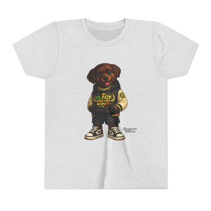 Youth Tee — 'Black History King' Puppy Graphic Shirt
