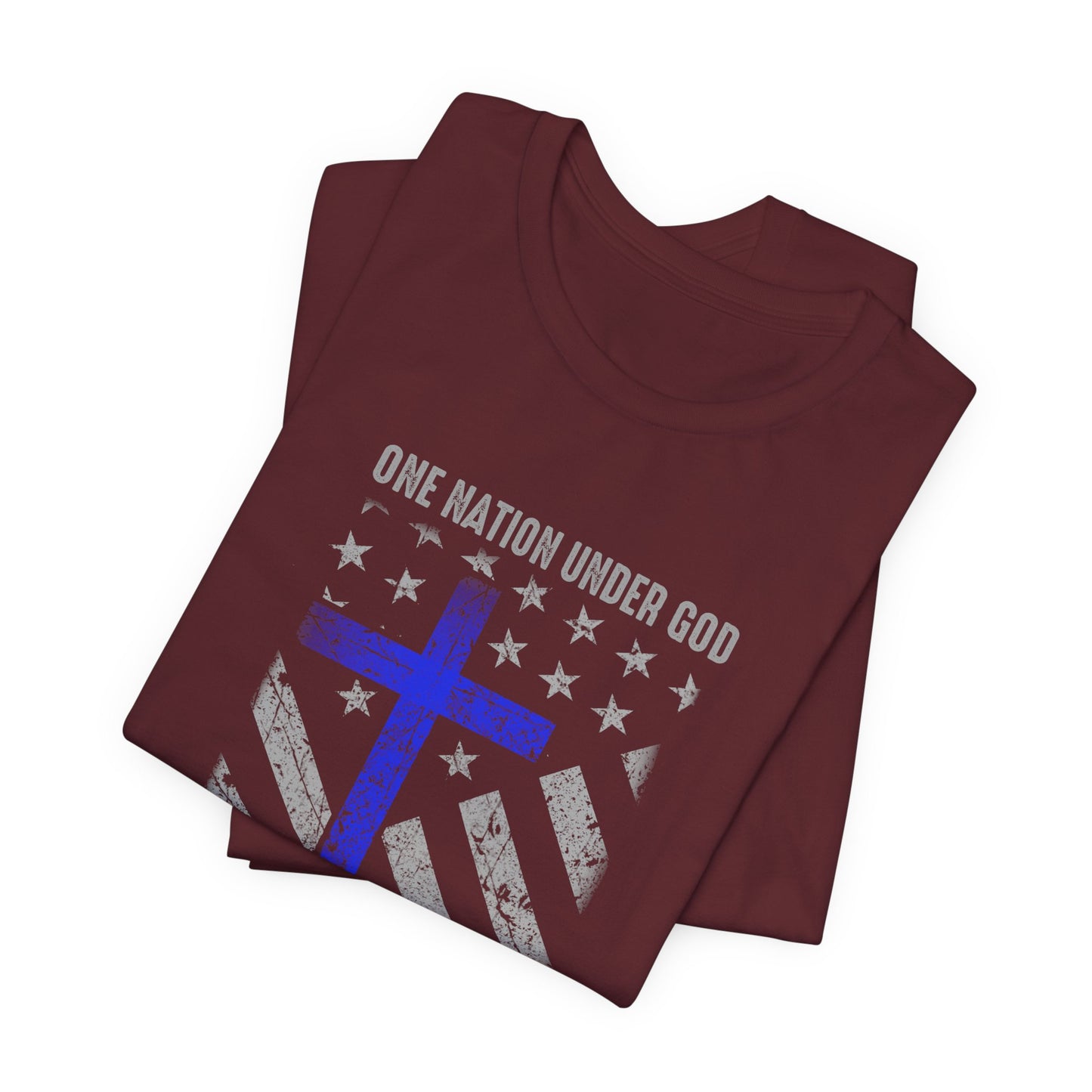 Blessed Are the Peacemakers T‑Shirt — Thin Blue Line Cross, "One Nation Under God" Patriotic Police Tee