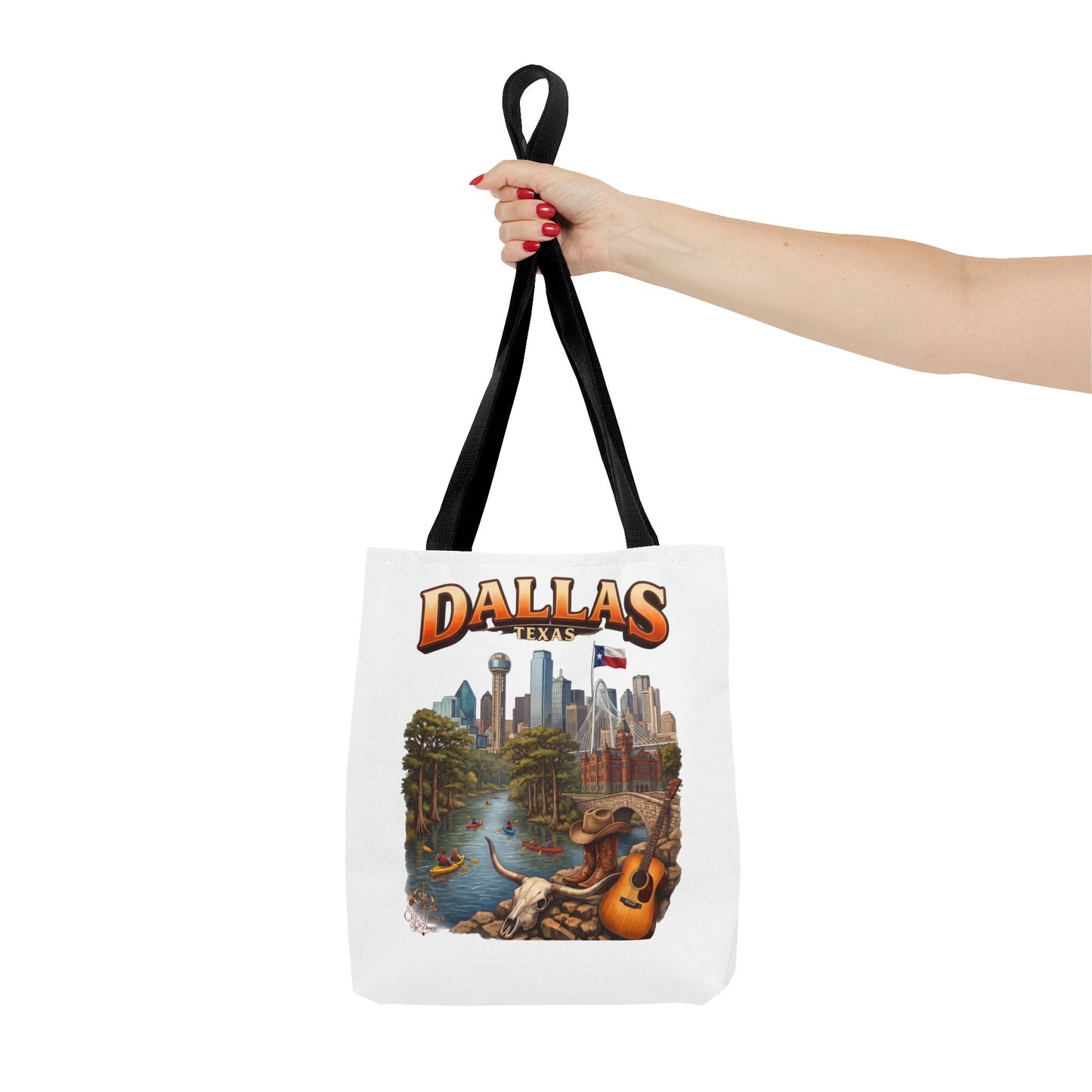 Dallas Texas Scenic Tote Bag – City Skyline & Guitar Souvenir Tote
