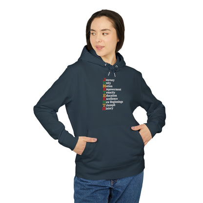 Juneteenth Hoodie — 'JUNETEENTH' Vertical Acronym Design (Unity, Nation, Empowerment)