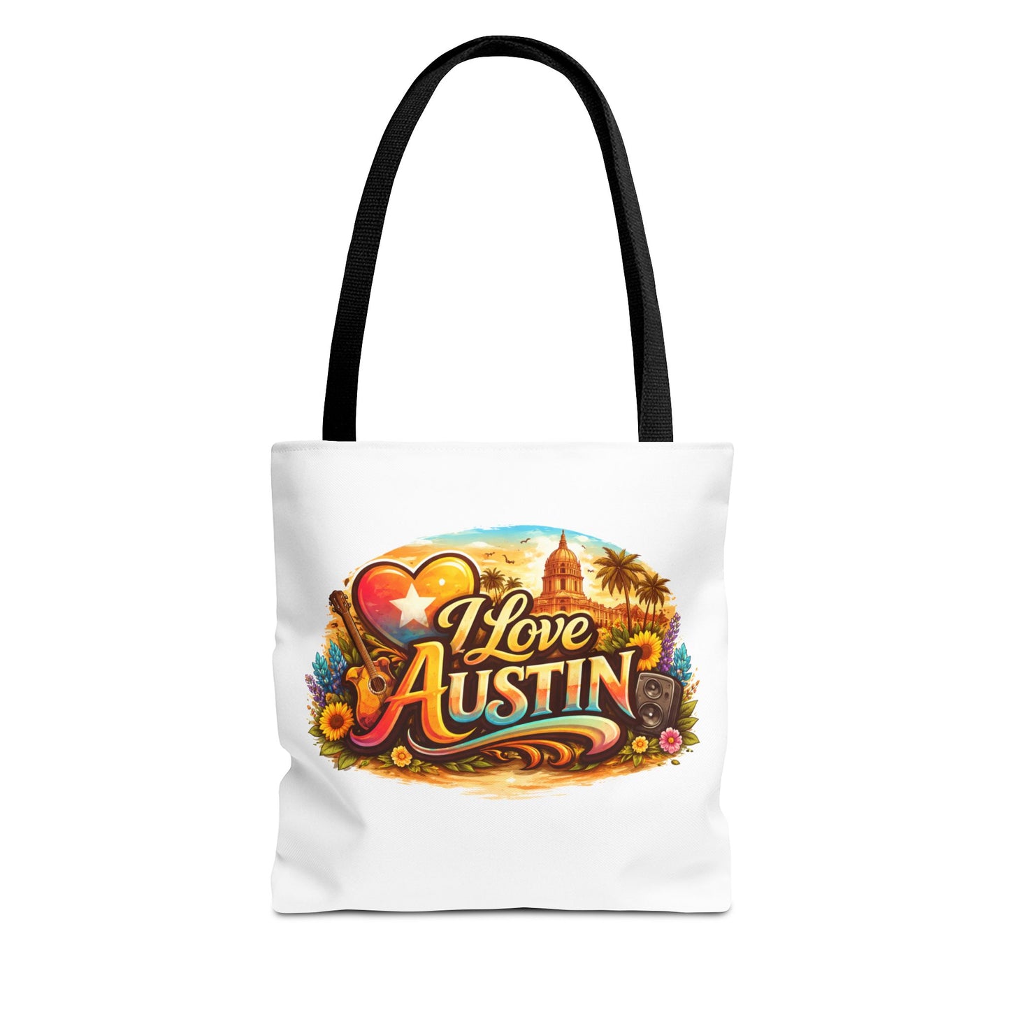 I Love Austin Tote Bag — Retro Cityscape Cotton Shopper