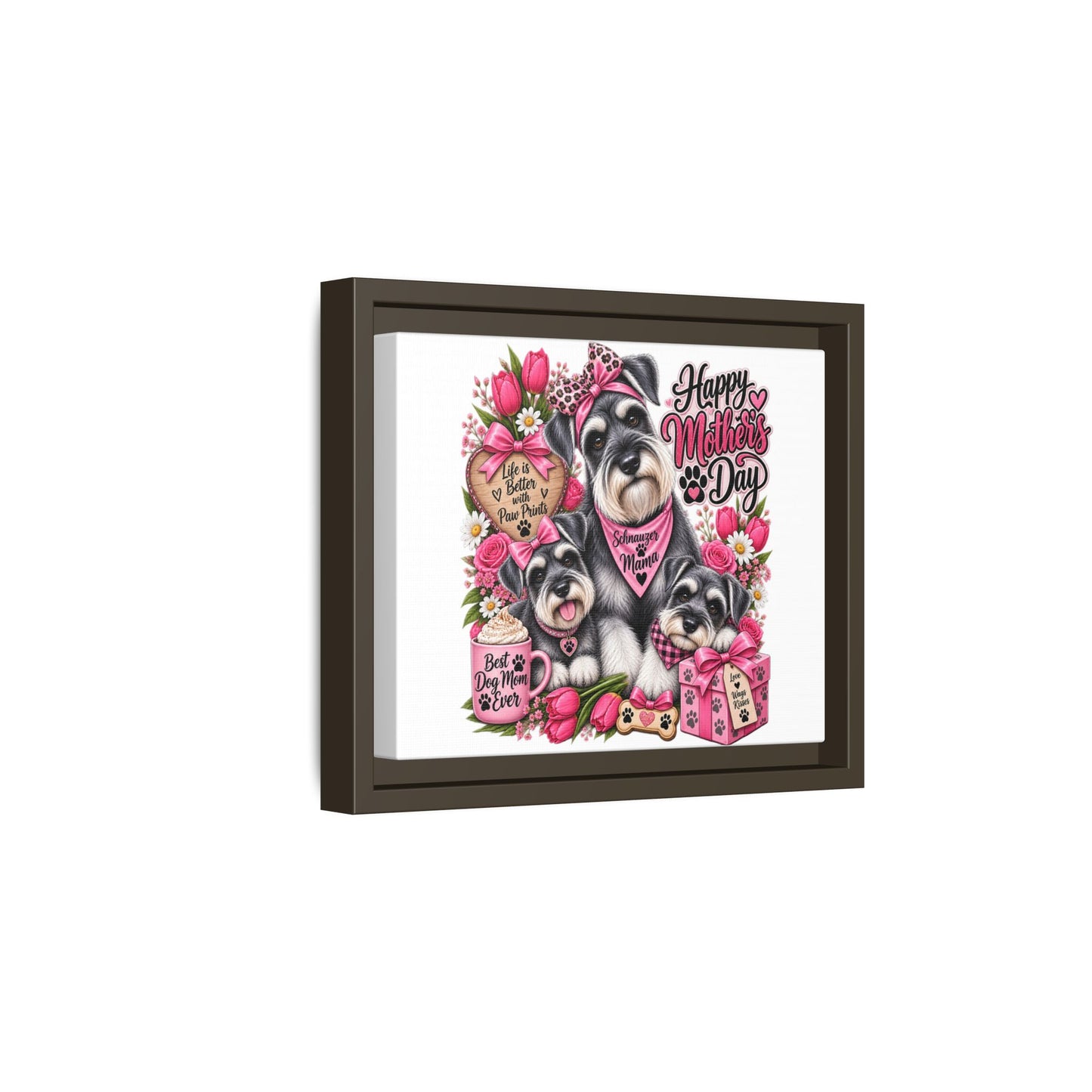 Happy Mother’s Day Schnauzer Canvas — Framed Matte Wall Art