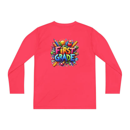 First Grade Youth Long Sleeve Tee — Colorful Back-to-School Shirt