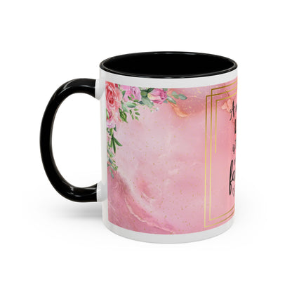 Mother’s Love Accent Coffee Mug — “A Mother's Love is the Heart of the Family” (Pink Floral, 11/15oz)