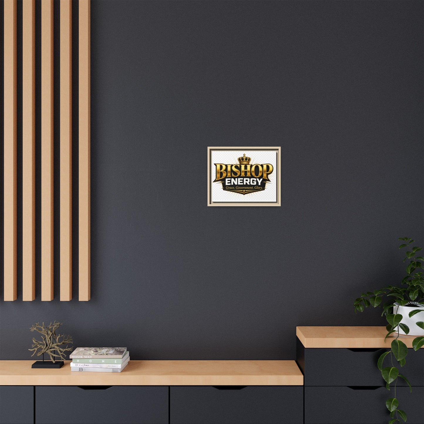 Framed Canvas Art - "Bishop Energy" Gold Crown Logo (Matte)