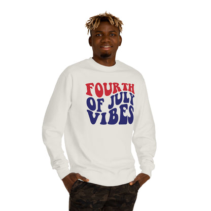 Fourth of July Vibes Sweatshirt — Patriotic Red & Blue Holiday Crewneck