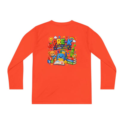 PRE-K Kids Long Sleeve Tee — Back-to-School Preschool Shirt ("Ready to Learn, Grow & Shine")