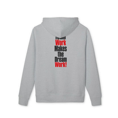 Motivational Hoodie — “Team Work Makes the Dream Work!” Vertical Text