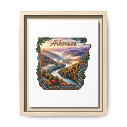 Arkansas Scenic State Map Canvas — "The Natural State" Framed Wall Art