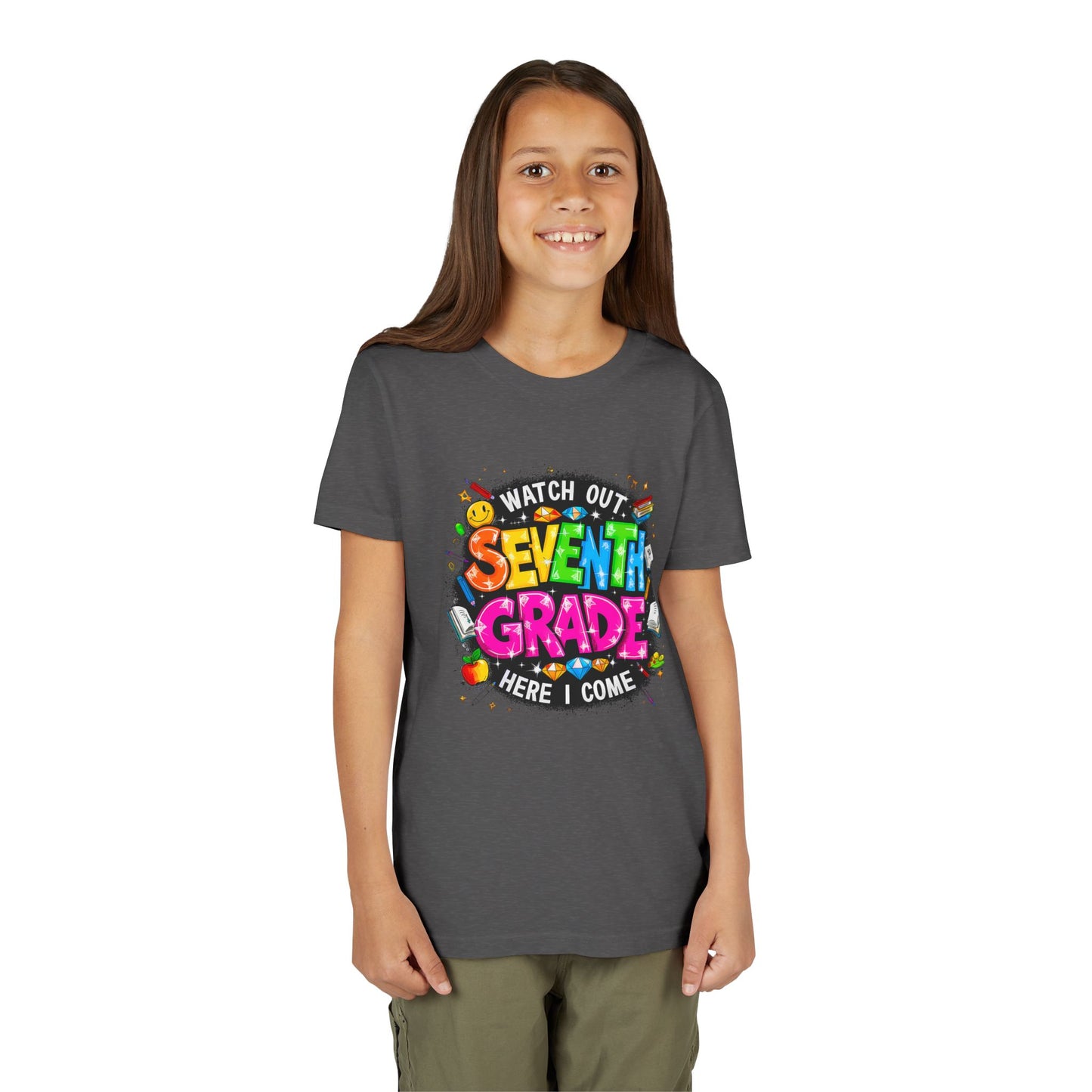 Seventh Grade Kids T‑Shirt — "Watch Out Seventh Grade Here I Come" Back‑to‑School Tee