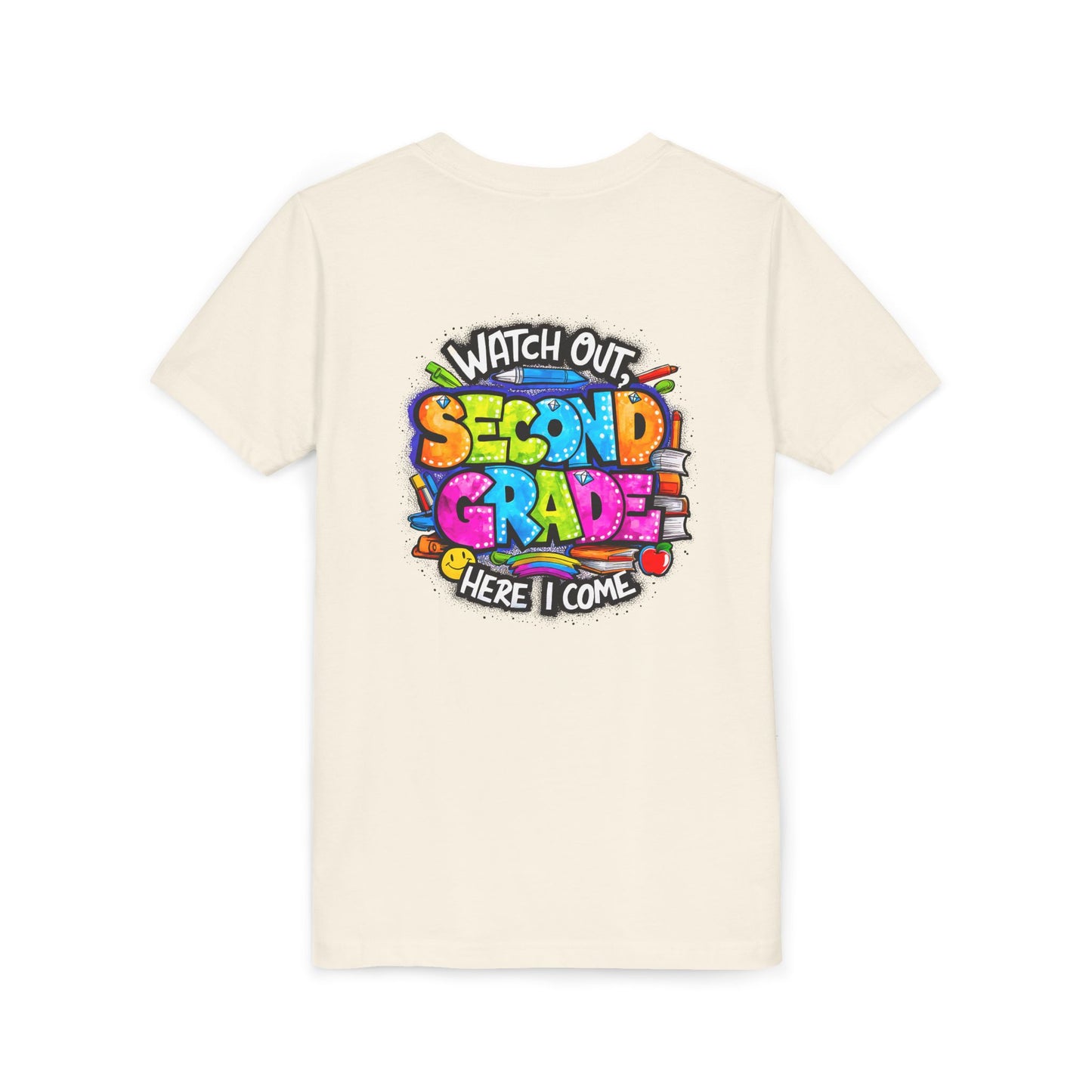 Second Grade Kids Tee - "Watch Out Second Grade Here I Come" Colorful Back-to-School Shirt