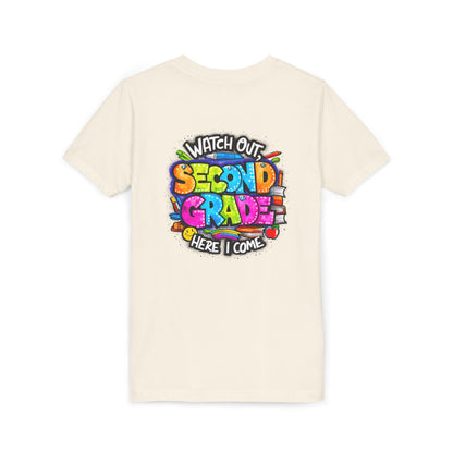 Second Grade Kids Tee - "Watch Out Second Grade Here I Come" Colorful Back-to-School Shirt