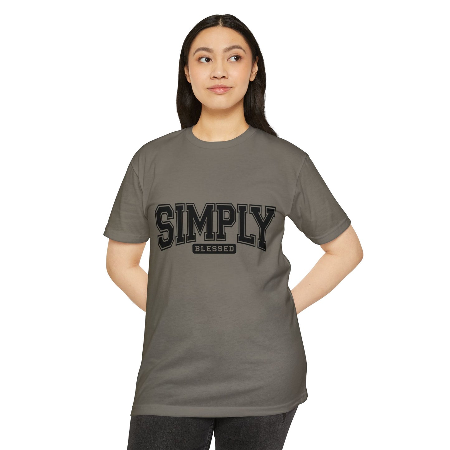 Simply Blessed T-Shirt — Vintage Collegiate Script Faith Tee
