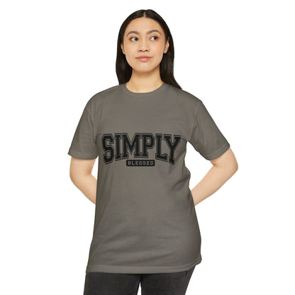 Simply Blessed T-Shirt — Vintage Collegiate Script Faith Tee