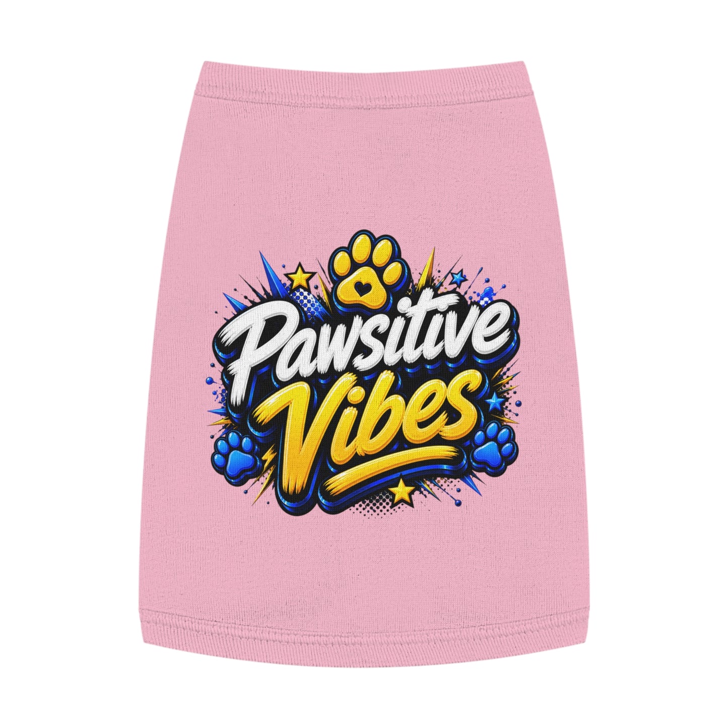 Pet Tank Top: "Pawsitive Vibes" Dog Tank — Cute Paw Print Pet Shirt
