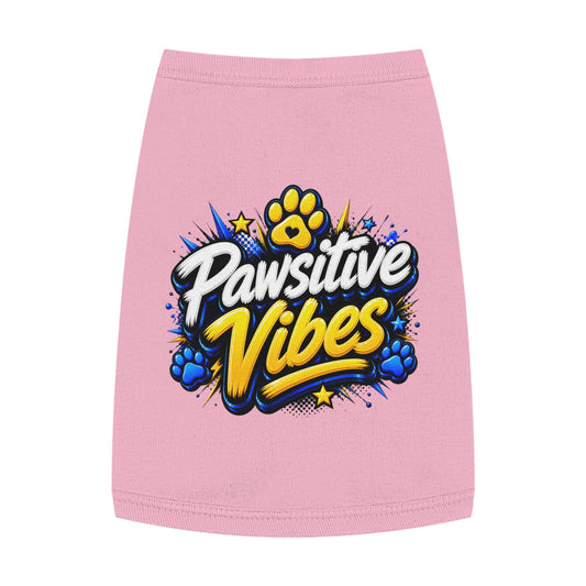 Pet Tank Top: "Pawsitive Vibes" Dog Tank — Cute Paw Print Pet Shirt