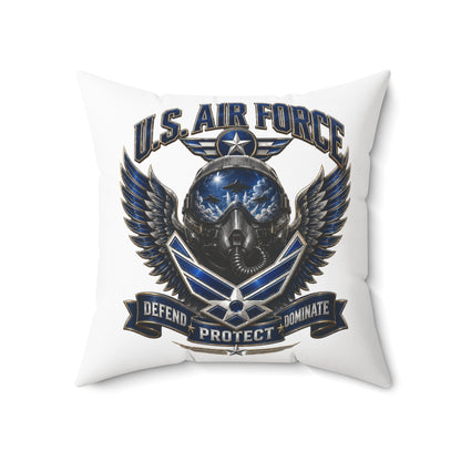 U.S. Air Force Emblem Throw Pillow — Defend Protect Dominate Military Decorative Pillow
