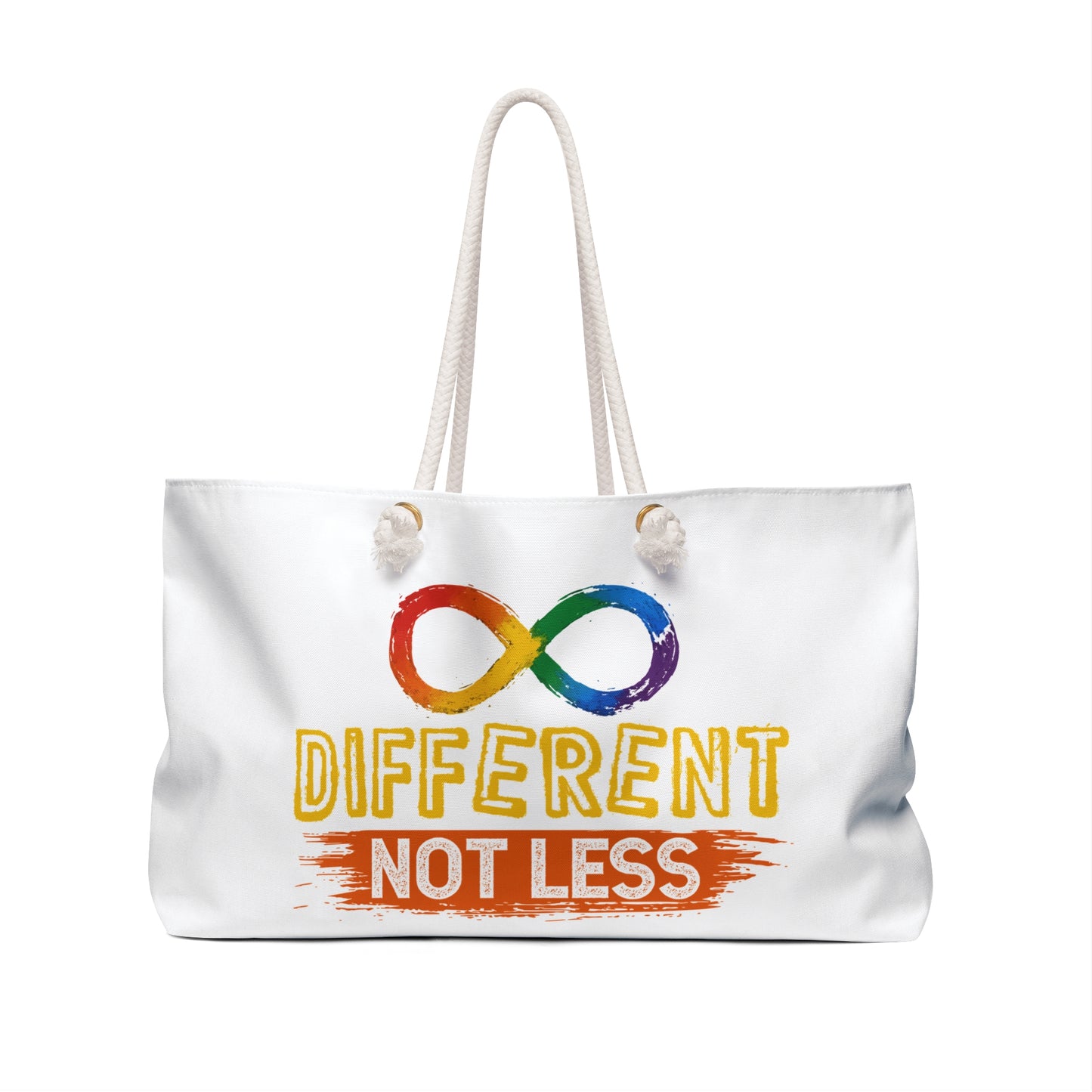 Different Not Less Infinity Weekender Bag — Rainbow Neurodiversity Travel Tote