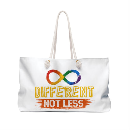 Different Not Less Infinity Weekender Bag — Rainbow Neurodiversity Travel Tote
