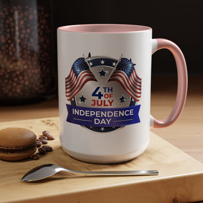 4th of July Independence Day Coffee Mug - Patriotic American Flag Accent