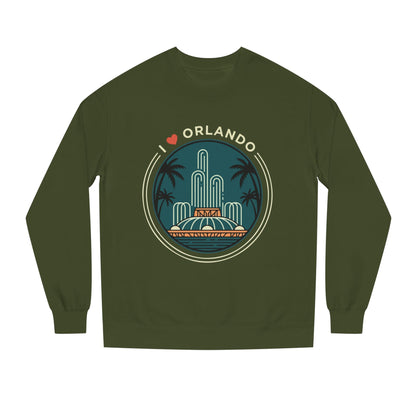 Orlando Fountain Crewneck Sweatshirt — Retro Palm Tree Cityscape
