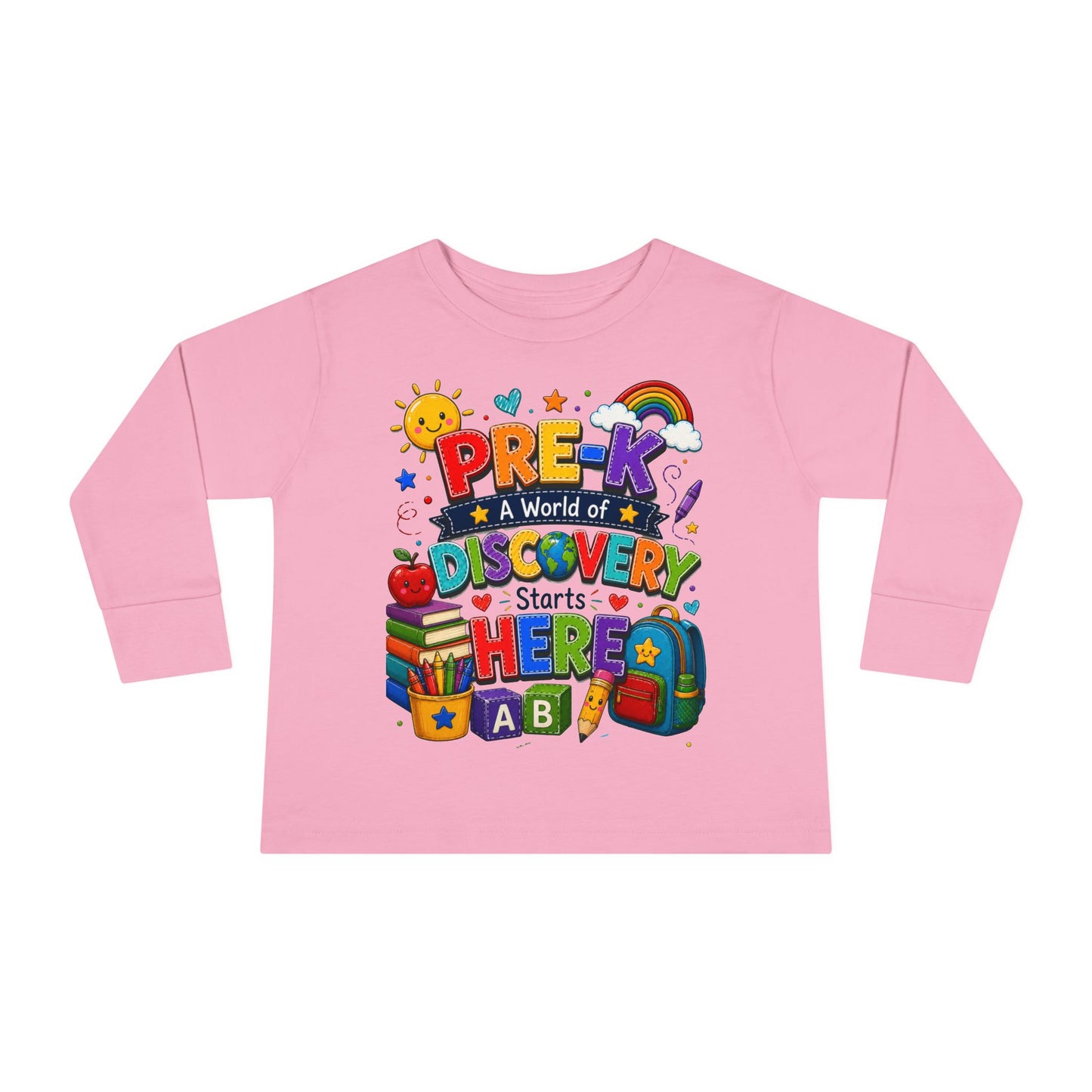Pre-K Discovery Toddler Long Sleeve Tee – “A World of Discovery Starts Here”