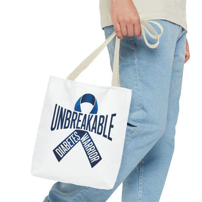 Diabetes Warrior Unbreakable Tote Bag – Blue Awareness Ribbon All-Over Print
