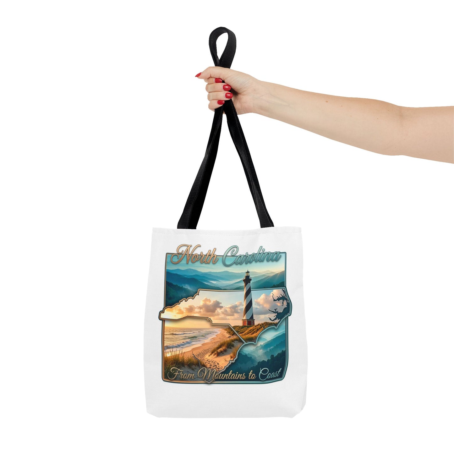 North Carolina Lighthouse Tote Bag — "From Mountains to Coast" Scenic Beach Tote