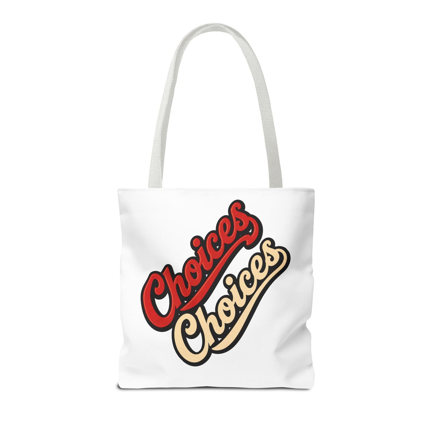 Choices Retro Script Tote Bag — Vintage Two-Tone Typography Canvas Tote