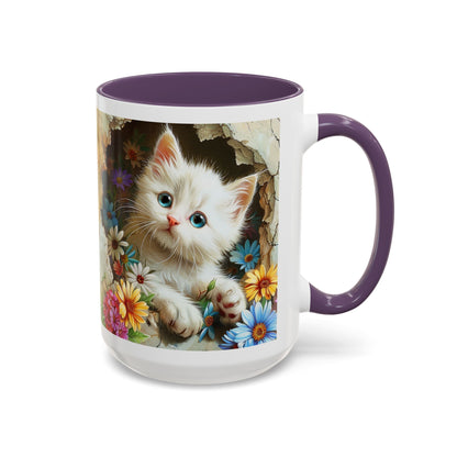 Cute Kitten Floral Accent Coffee Mug (11/15oz)