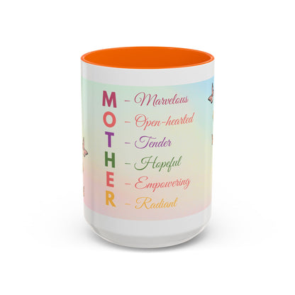Mother Acronym Coffee Mug — Pastel Butterflies Mother Definition Gift (11/15oz)