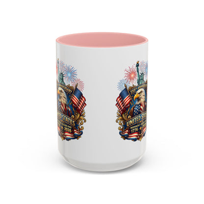 Patriotic Coffee Mug — United States 250th Anniversary Eagle & Fireworks (11/15oz)