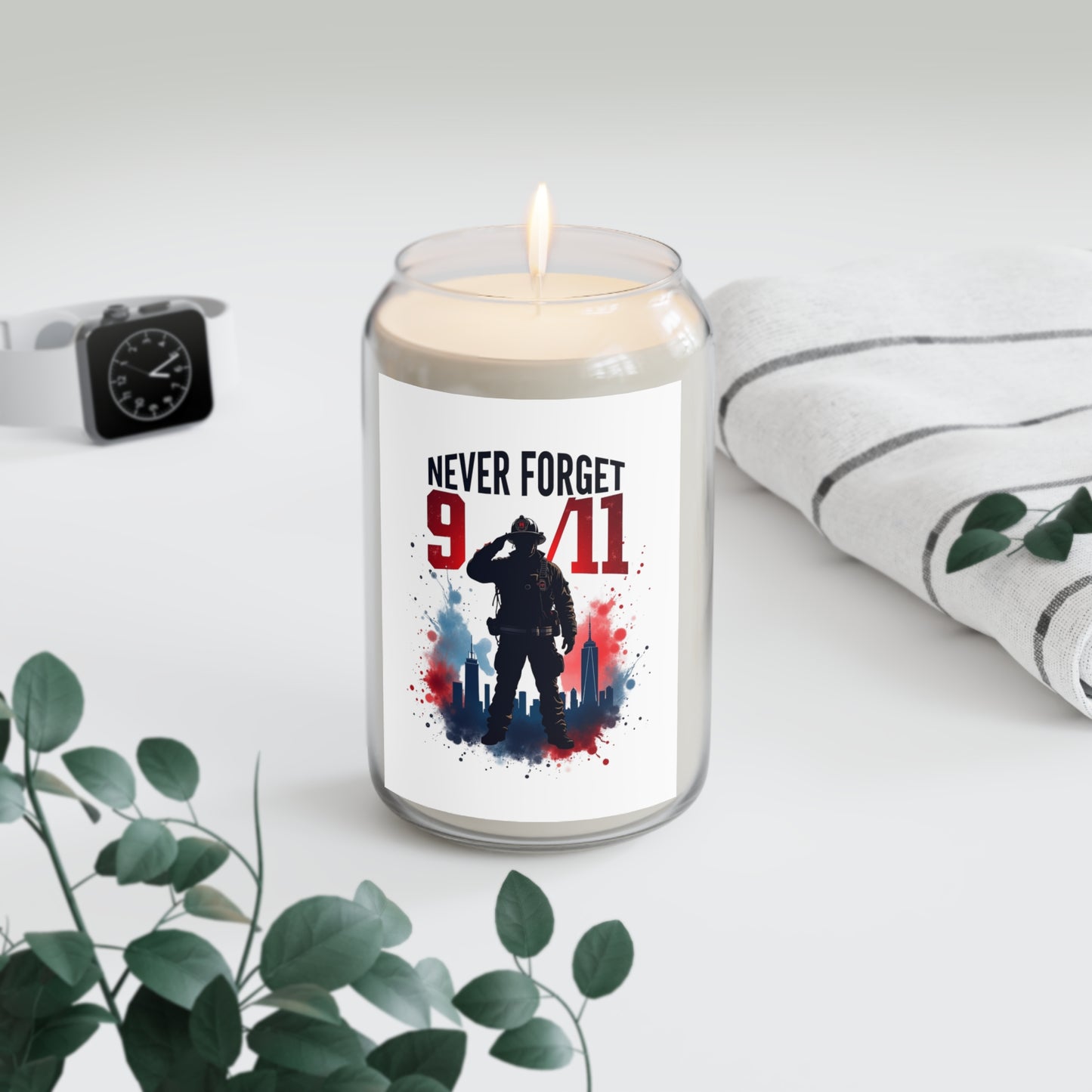 9/11 Never Forget Memorial Soy Candle — 13.75 oz Scented Tribute