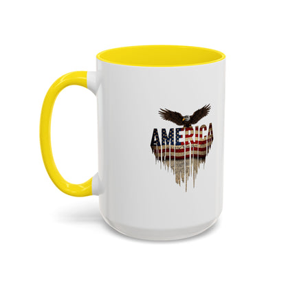 America Eagle Flag Accent Coffee Mug – Patriotic 11/15oz Ceramic