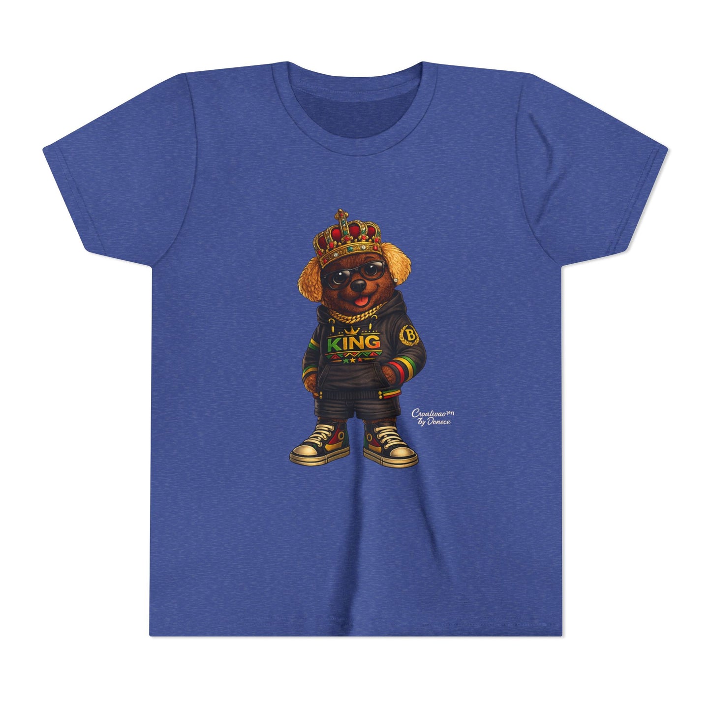 Youth Tee — 'Lil King' Crowned Bear Graphic Shirt