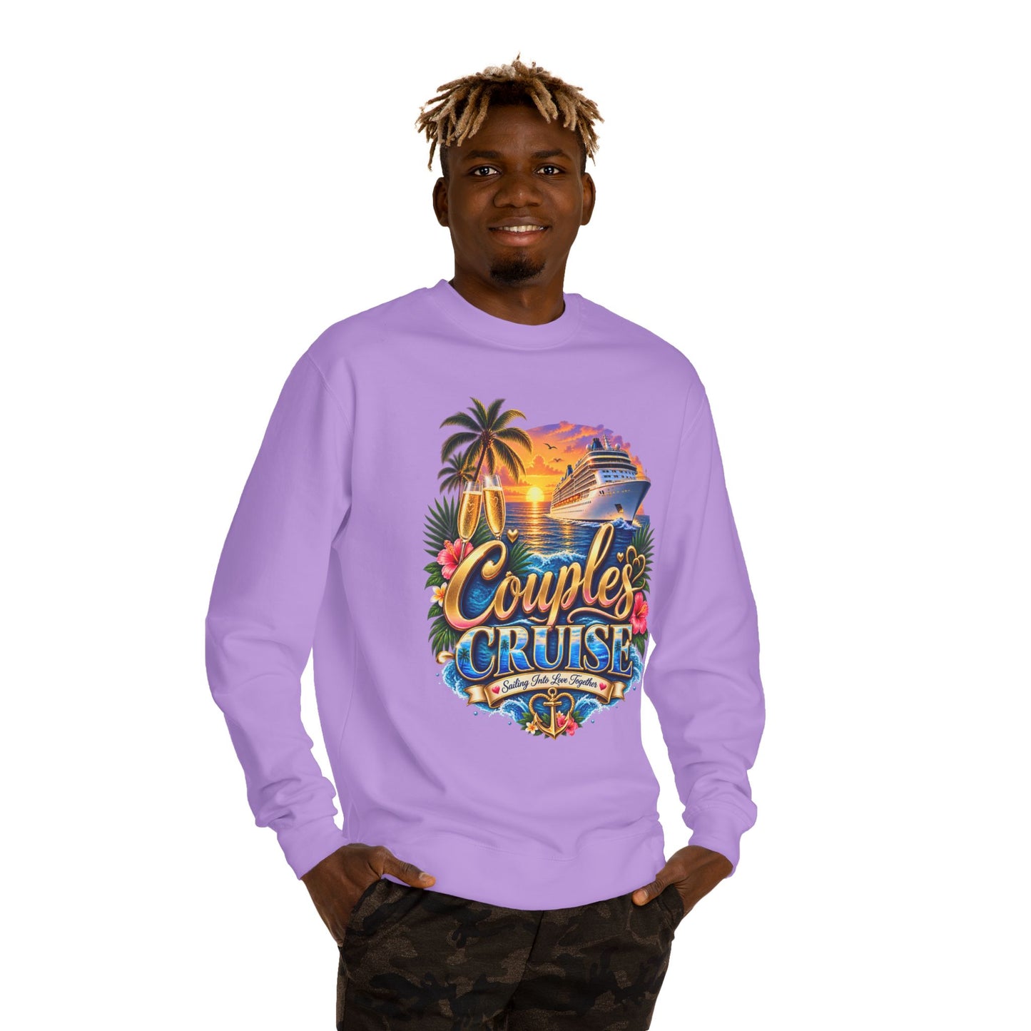 Couples Cruise Sweatshirt — Tropical Sunset Cruise Graphic Crewneck